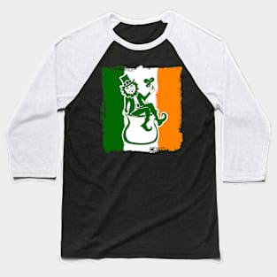 Irish Flag Lucky Leprechaun Baseball T-Shirt